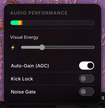 The Audio Performance panel