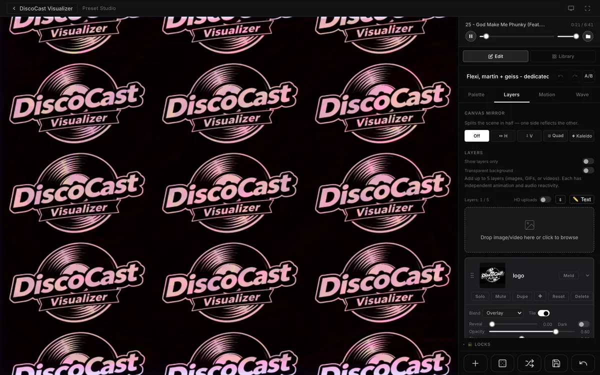 An image layer tiled over a preset